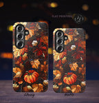 Maple Leaves Faux Stained Glass Phone Case Fall Aesthetic Cover, Cozy Autumn Gift for iPhone 16 15 14 13, Galaxy S25 S24, Pixel 9 Pro Case