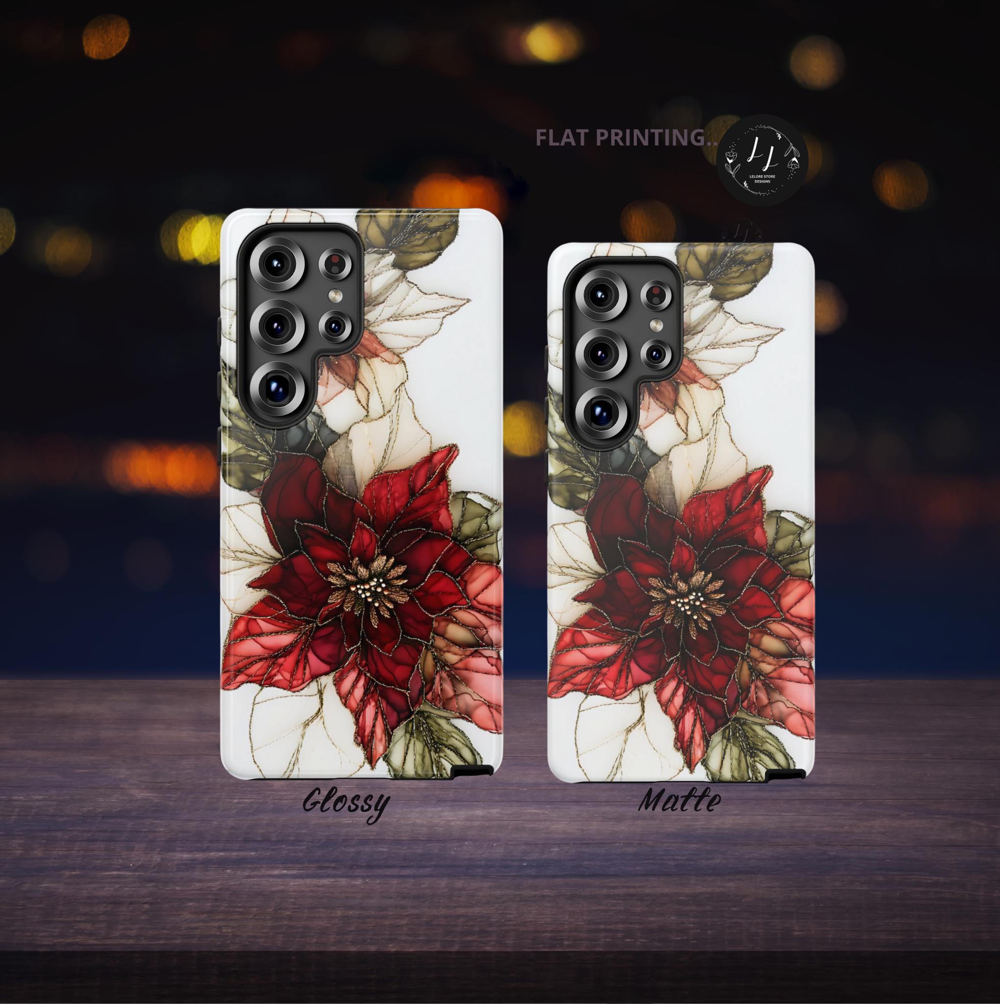 Red Poinsettia Christmas Phone Case: Holiday Floral iPhone, Samsung, Pixel