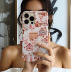Enchanted Pink Winter Village Phone Case, Festive Holiday Aesthetic, Cozy Christmas Gift, iPhone, Samsung, Pixel Smartphone Case