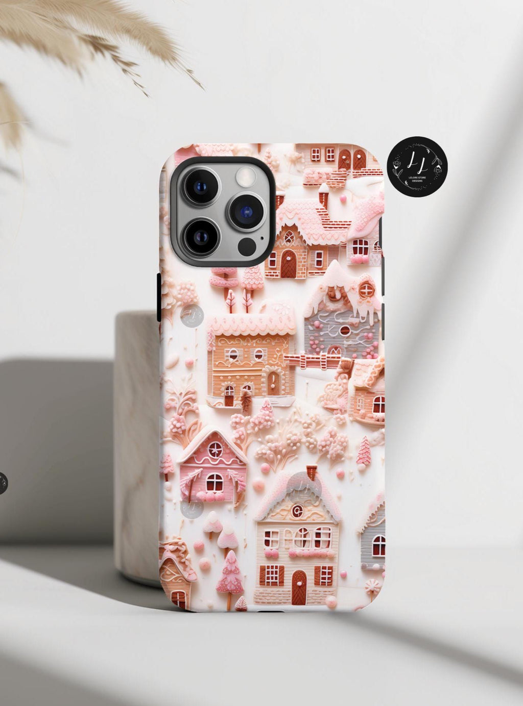 Enchanted Pink Winter Village Phone Case, Festive Holiday Aesthetic, Cozy Christmas Gift, iPhone, Samsung, Pixel Smartphone Case