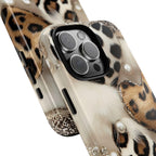 Leopard Print Hearts Phone Case: Glam Animal Print iPhone, Galaxy, Pixel