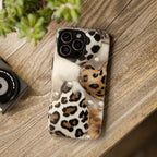 Leopard Print Hearts Phone Case: Glam Animal Print iPhone, Galaxy, Pixel