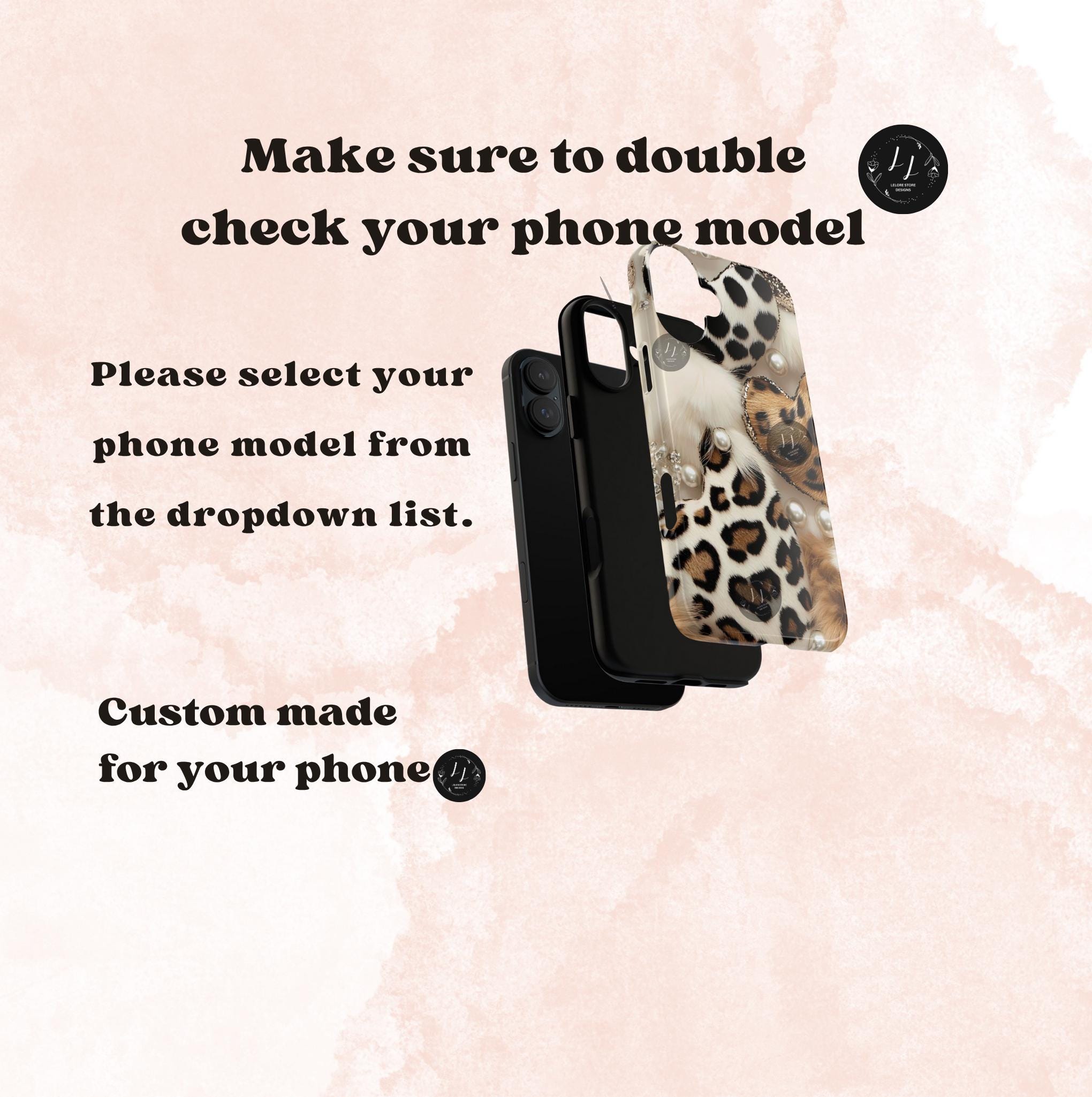 Leopard Print Hearts Phone Case: Glam Animal Print iPhone, Galaxy, Pixel