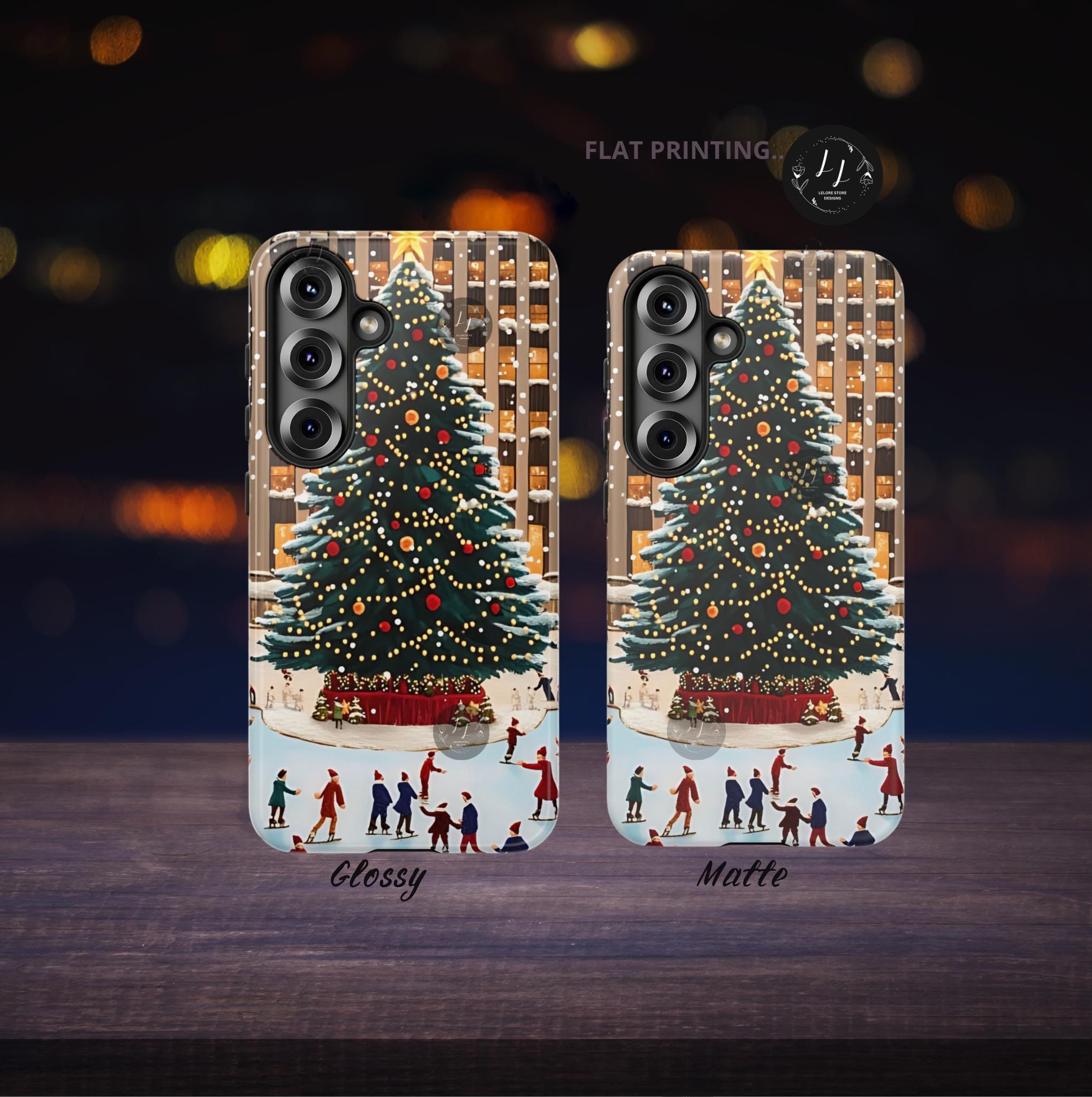 Vintage Christmas Phone Case: New York Skaters, Winter Holiday