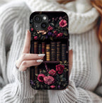 Floral Gothic Book Phone Case: Garden Purple Floral Cover, Bookworm Gift, iPhone, Galaxy, Pixel