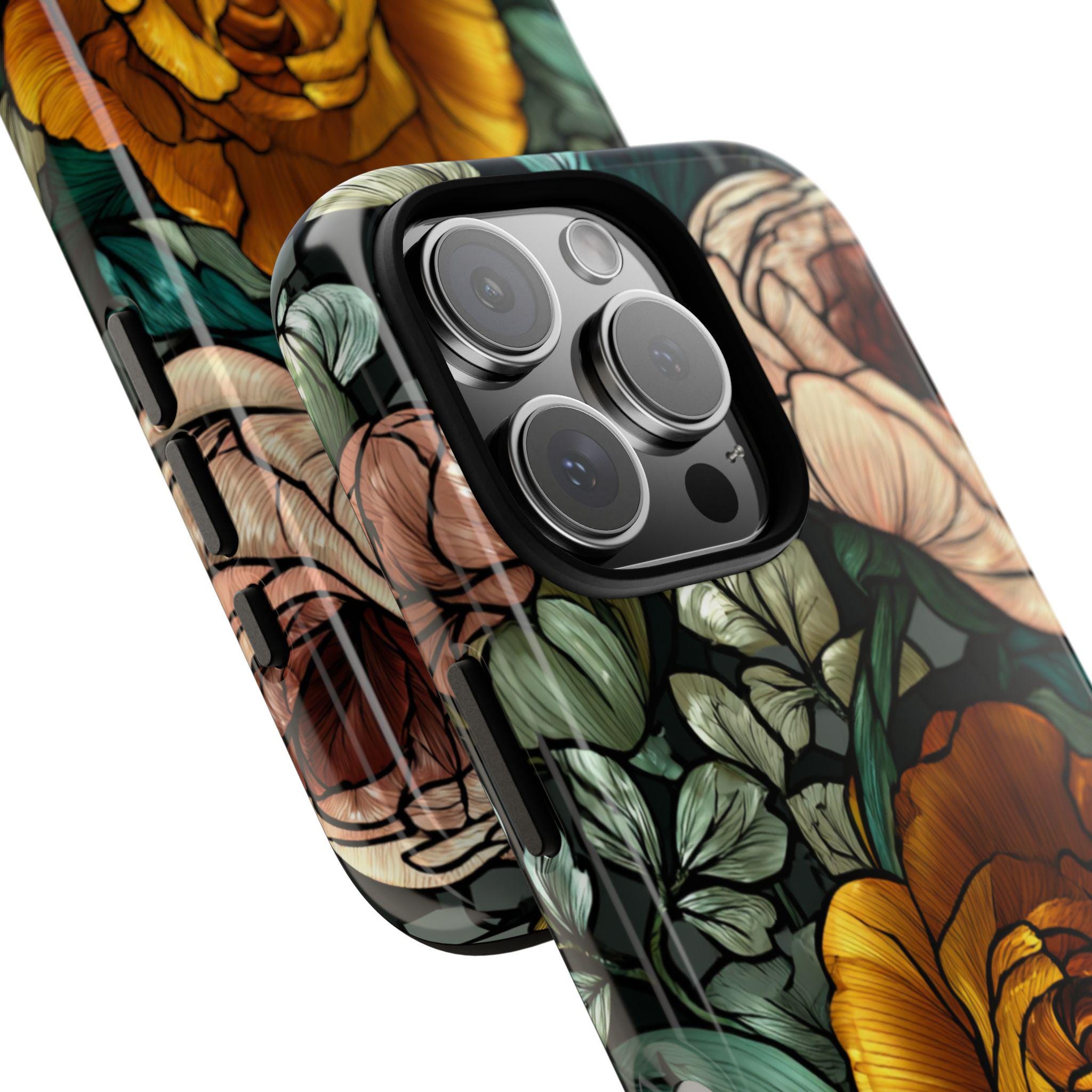 Floral Faux Stained Glass Phone Case: Botanical Mosaic Cover