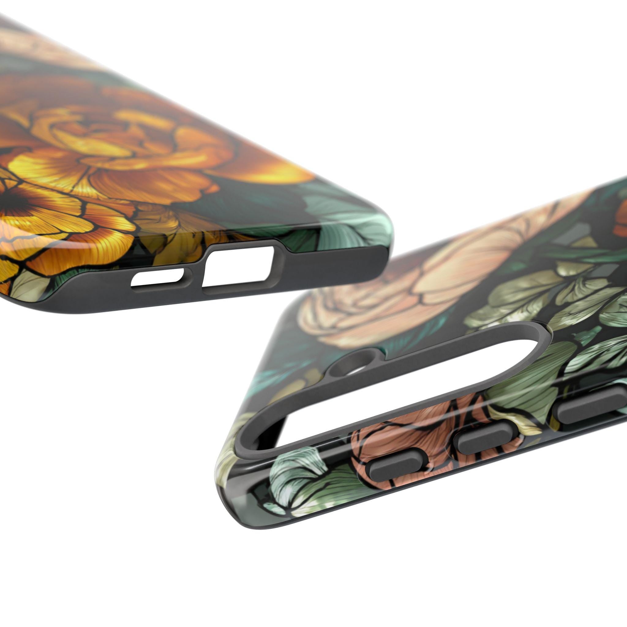 Floral Faux Stained Glass Phone Case: Botanical Mosaic Cover