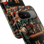 Bookish Christmas Bookshelf Phone Case: Santa Claus Lovers Gift