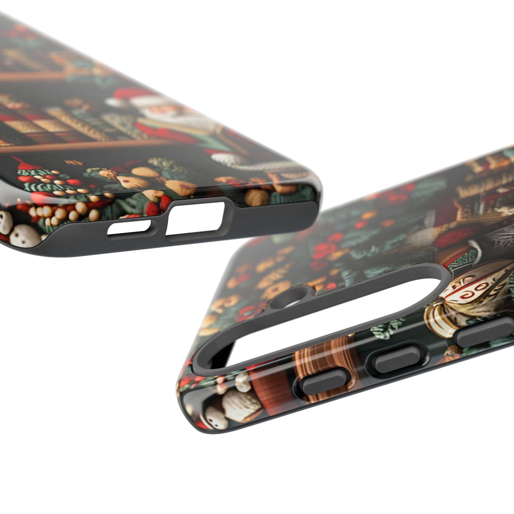 Bookish Christmas Bookshelf Phone Case: Santa Claus Lovers Gift
