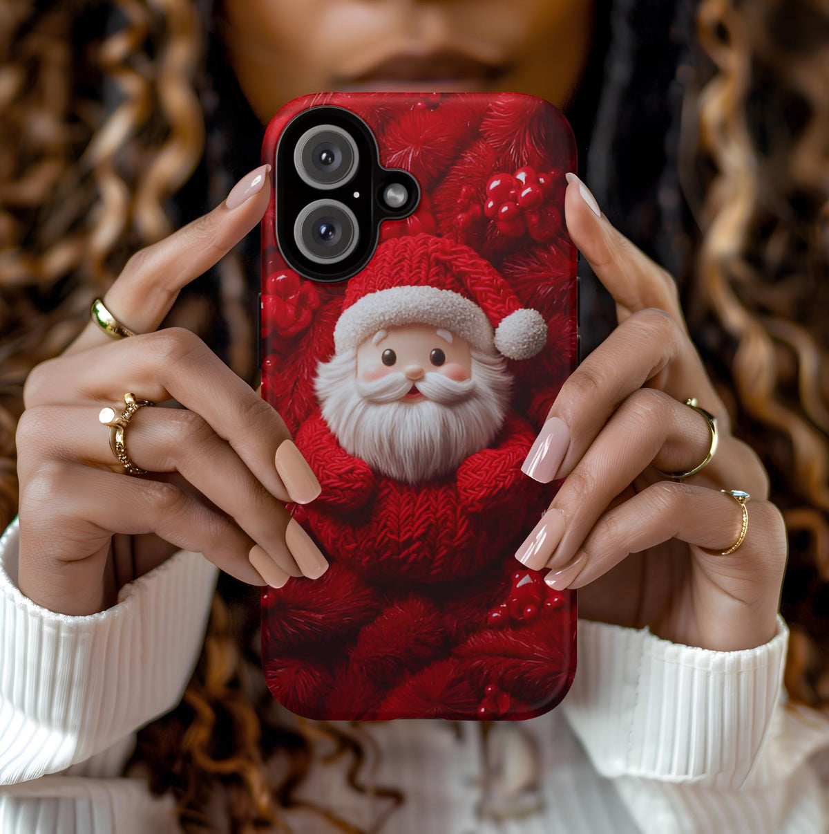 Cozy Santa Knit Phone Case: Christmas Holiday iPhone, Galaxy, Pixel