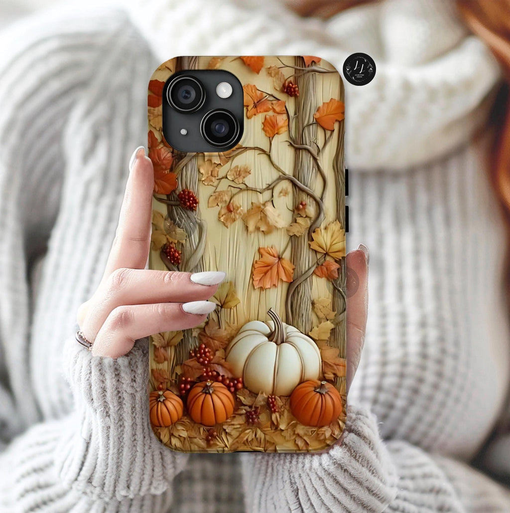 Fall Pumpkin Forest Phone Case: Autumn Foliage Design