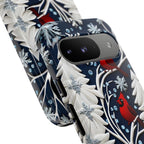 Winter Cardinal Snowflake Phone Case, Festive Holiday Design iPhone Galaxy Pixel