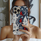 Winter Cardinal Snowflake Phone Case, Festive Holiday Design iPhone Galaxy Pixel
