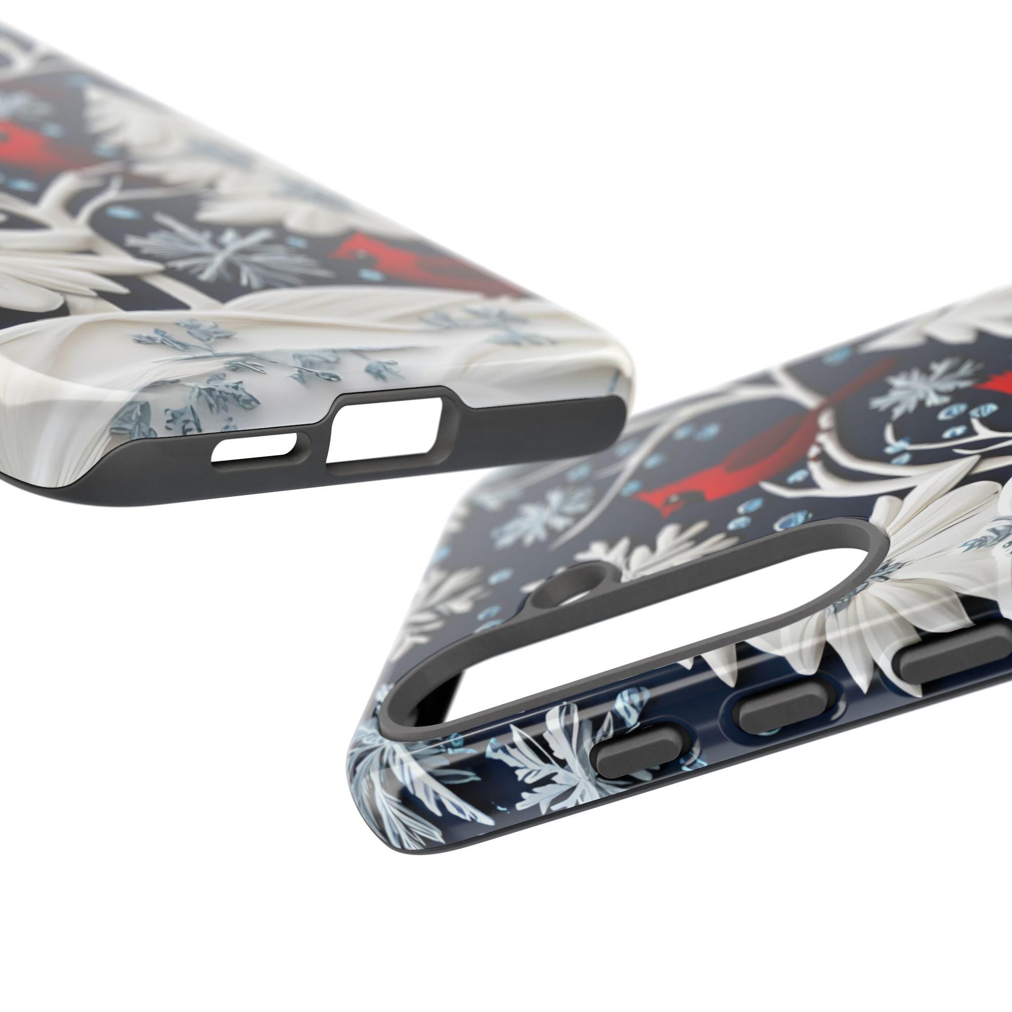 Winter Cardinal Snowflake Phone Case, Festive Holiday Design iPhone Galaxy Pixel