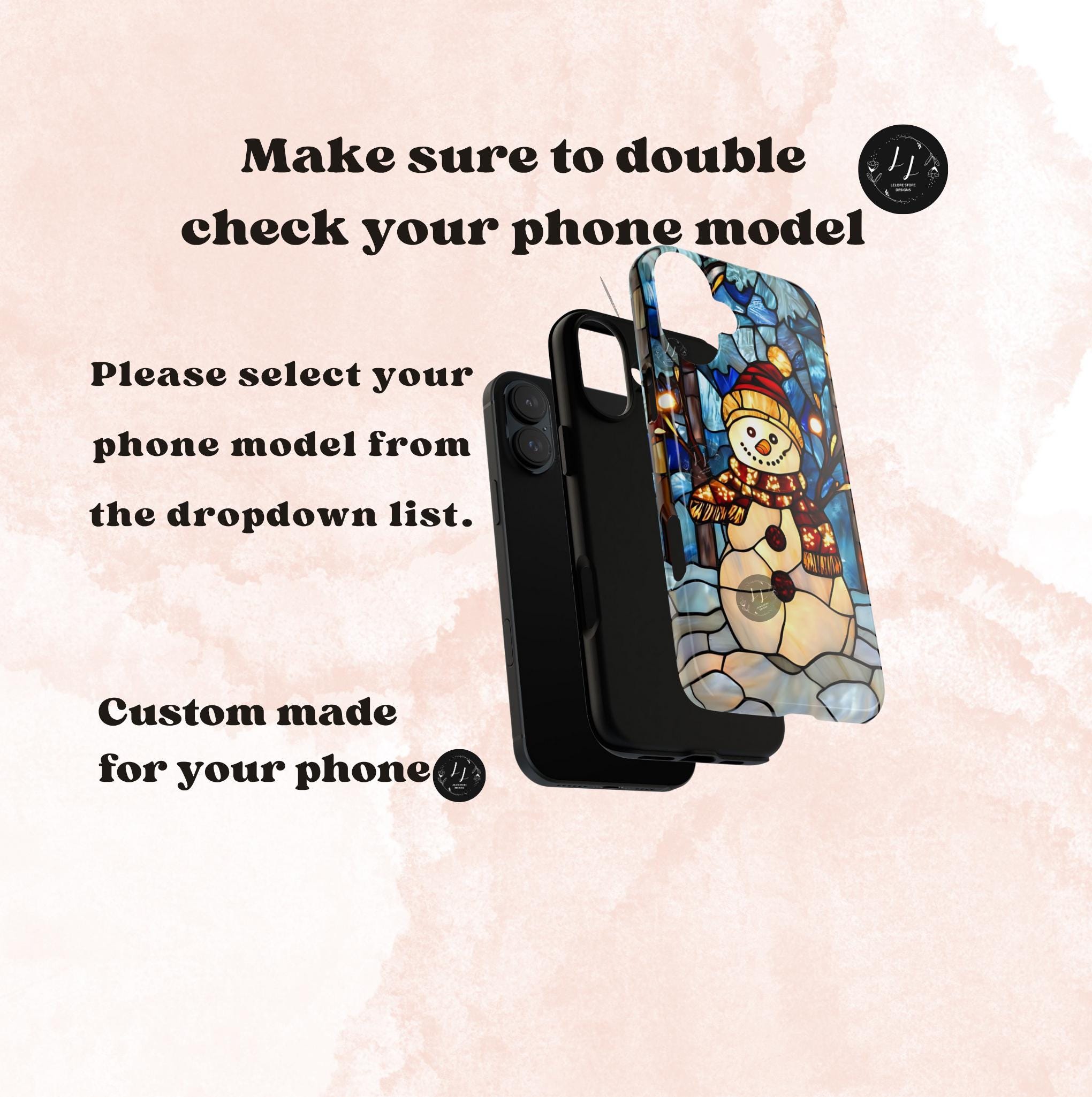 Faux Stained Glass Snowman Christmas Phone Case,  Festive Winter Touch Cover, iPhone, Galaxy, pixel