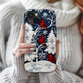 Winter Cardinal Snowflake Phone Case, Festive Holiday Design iPhone Galaxy Pixel