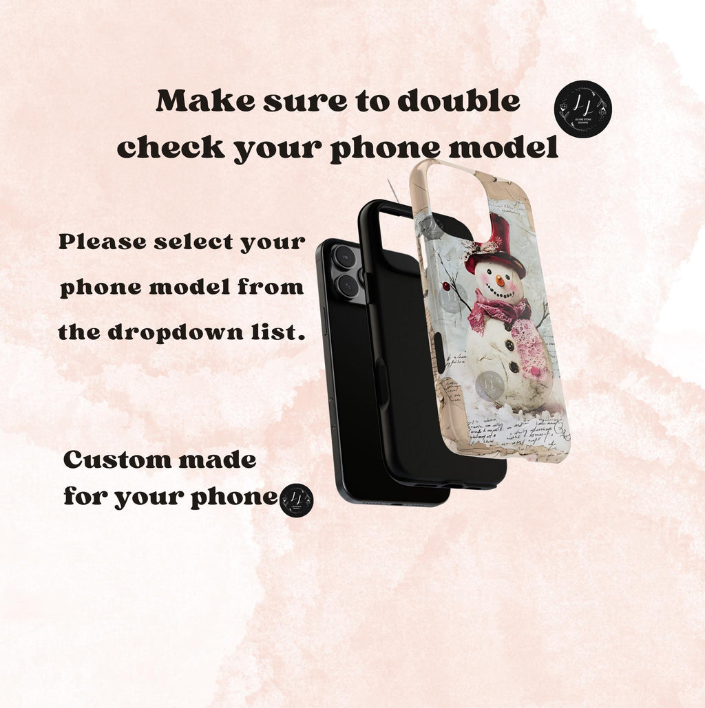 Vintage Christmas Snowman Phone Case: Nostalgic Holiday Postcard Design
