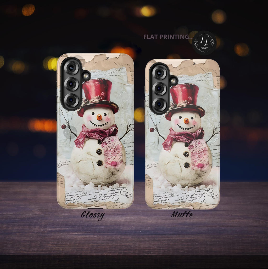 Vintage Christmas Snowman Phone Case: Nostalgic Holiday Postcard Design