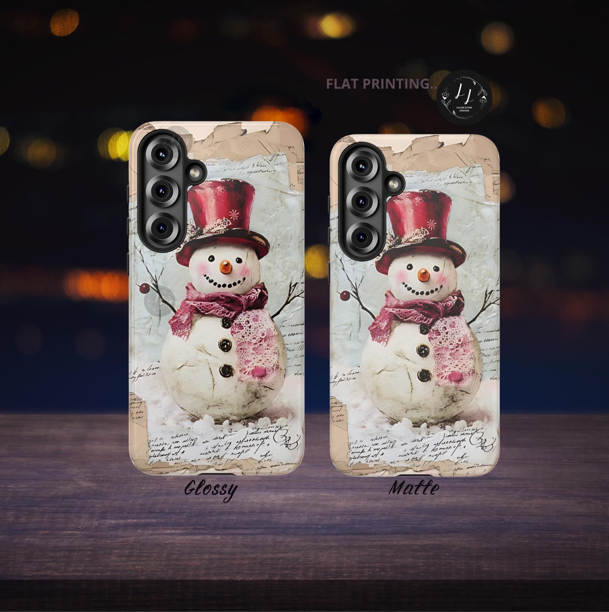 Vintage Christmas Snowman Phone Case: Nostalgic Holiday Postcard Design