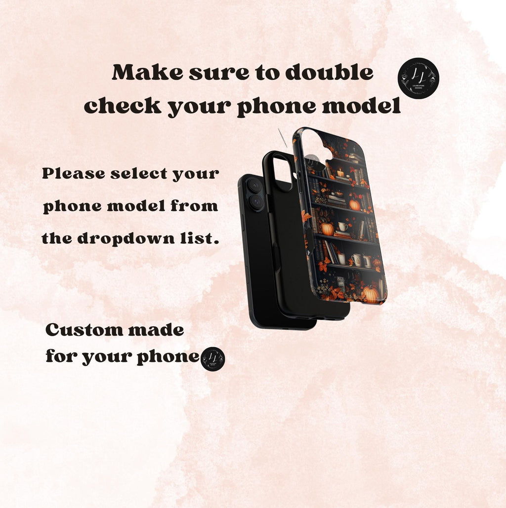 Fall Bookshelf Phone Case: Bookish Pumpkin Library Design Bookcase iPhone  Book Shelf Bookworm Gift