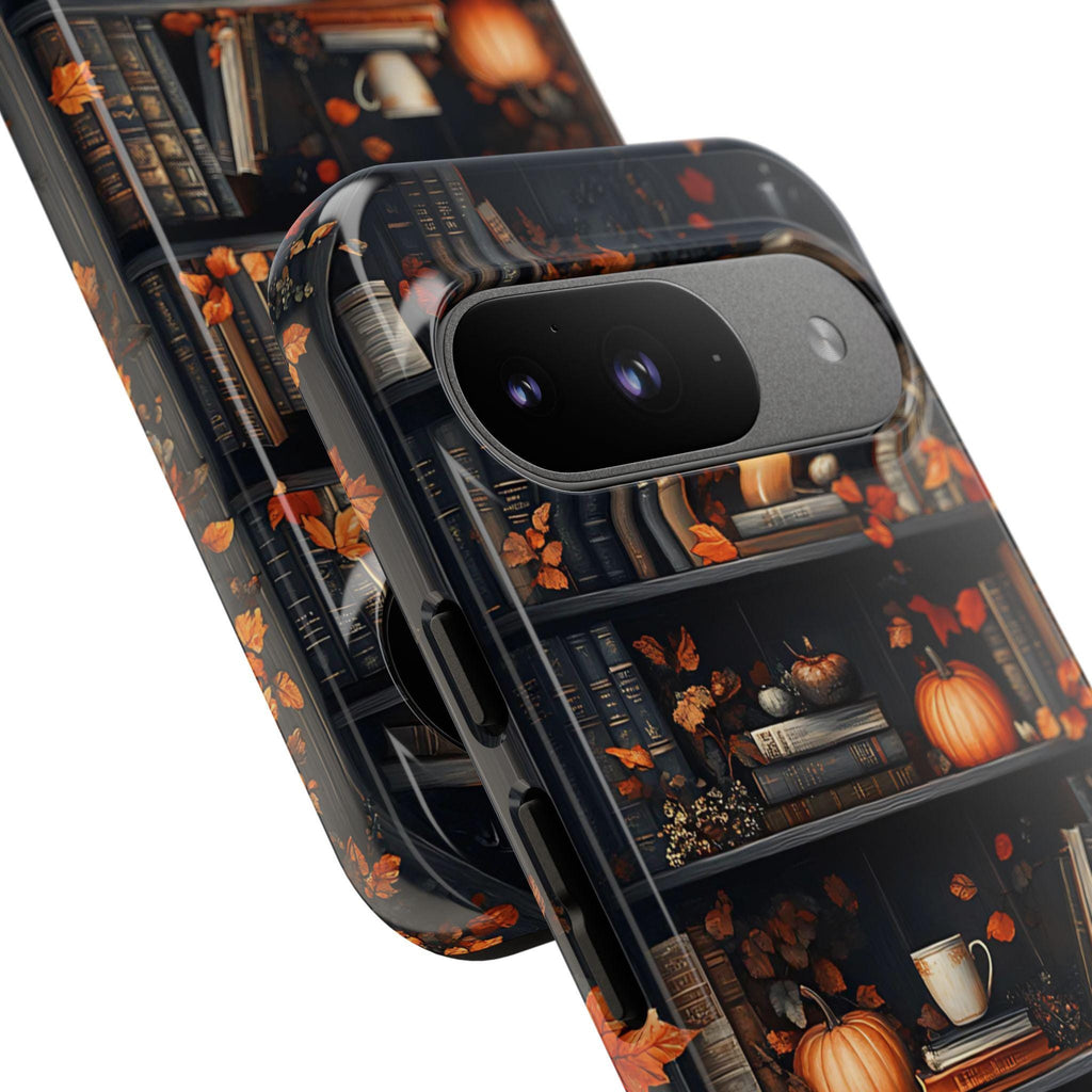 Fall Bookshelf Phone Case: Bookish Pumpkin Library Design Bookcase iPhone  Book Shelf Bookworm Gift