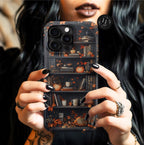 Fall Bookshelf Phone Case: Bookish Pumpkin Library Design Bookcase iPhone  Book Shelf Bookworm Gift