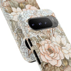 Fall Floral Faux Stained Glass Phone Case: Book Lover Gift