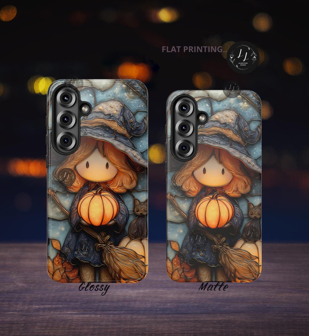 Witchy Jack-O'-Lantern Phone Case: Faux Stained Glass Halloween