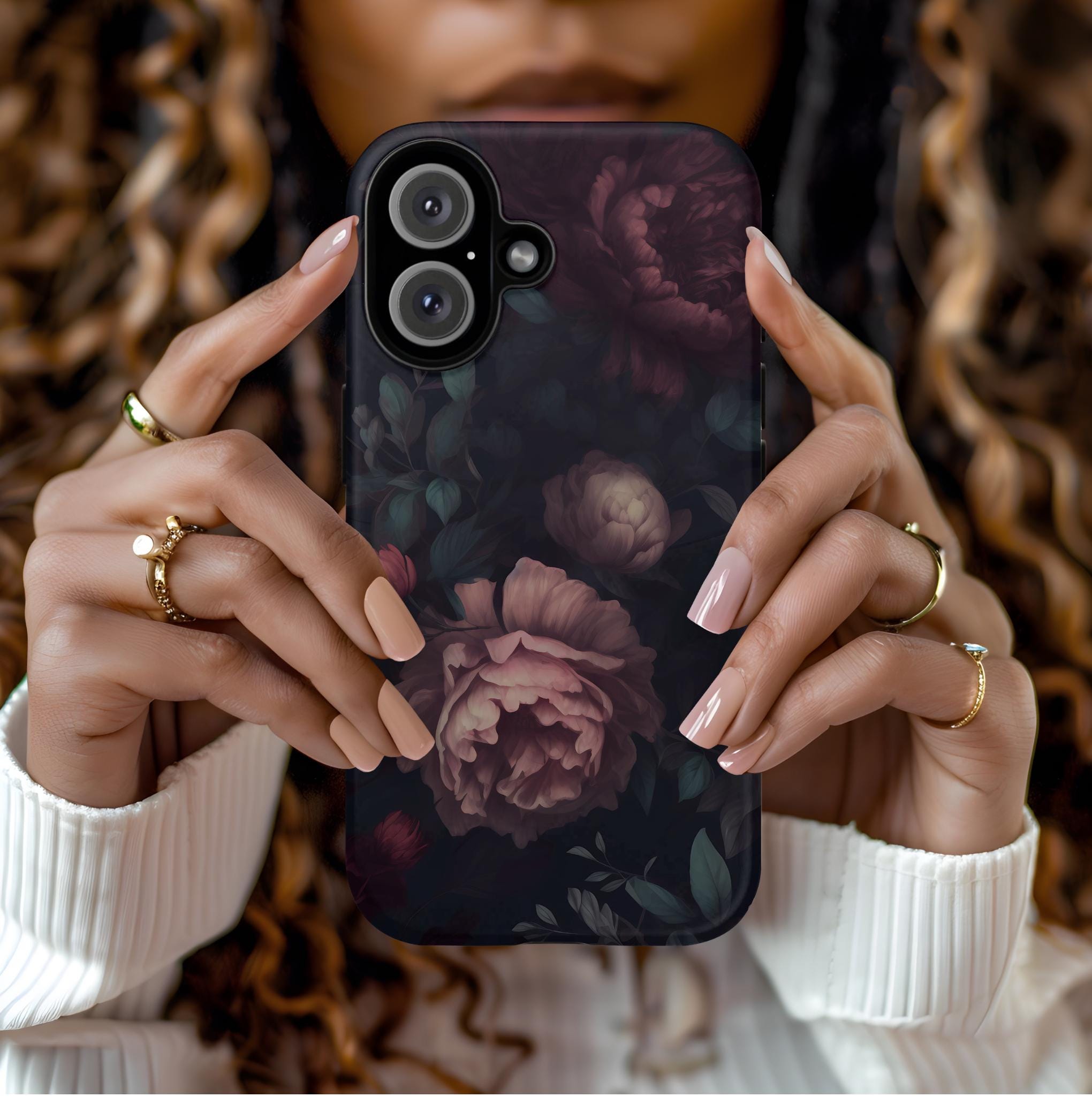 Dark Rose Gothic Phone Case: Purple Floral Victorian Style