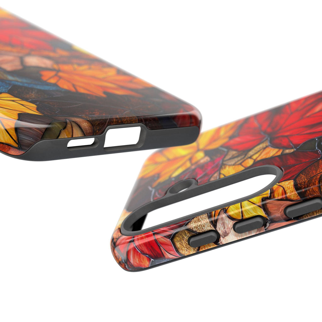 Stained Glass Autumn Maple Leaf Phone Case, Fall Colors