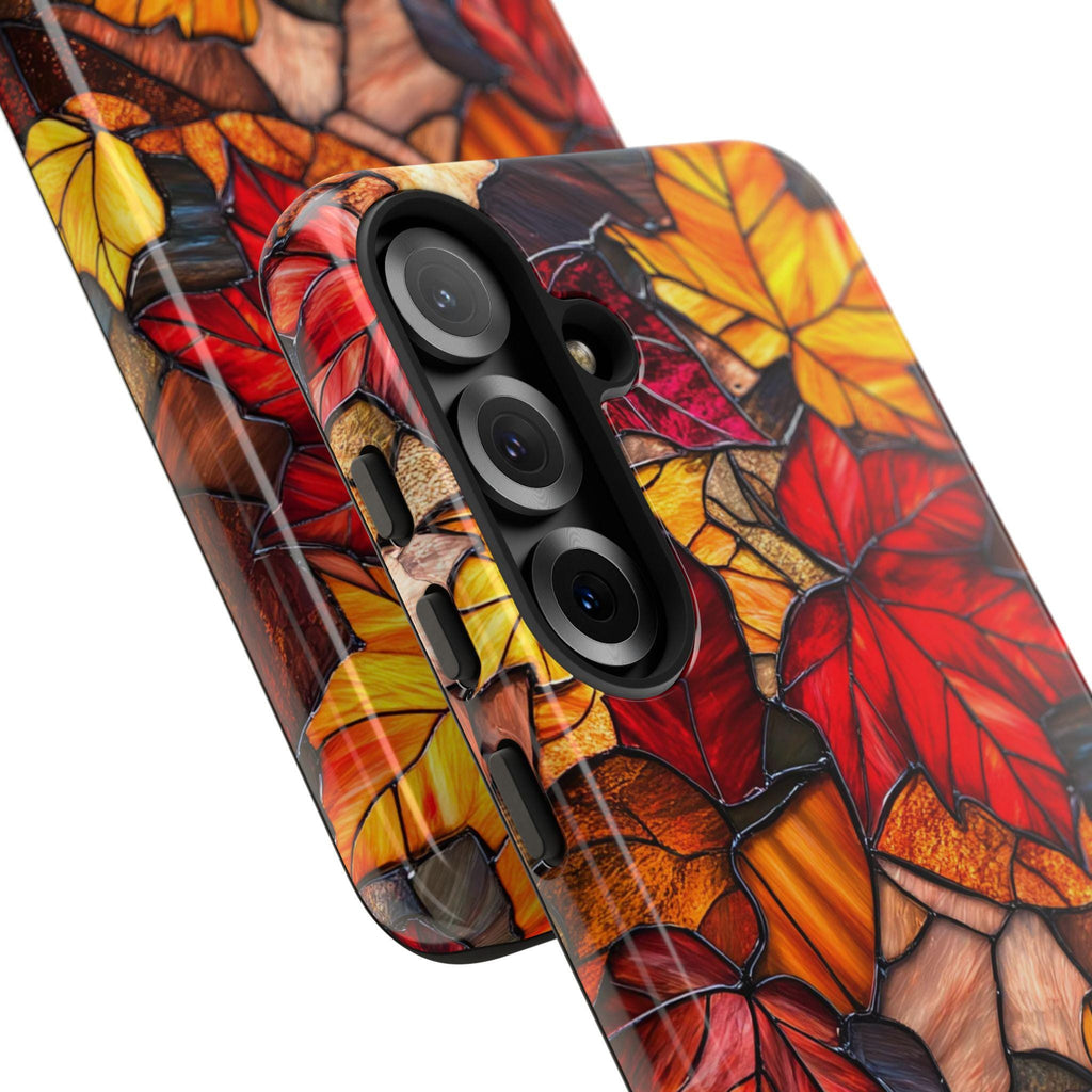 Stained Glass Autumn Maple Leaf Phone Case, Fall Colors