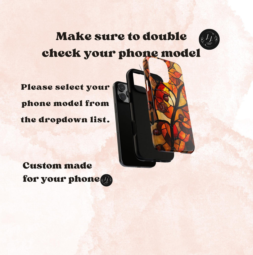 Faux Stained Glass Autumn Leaves Phone Case: Fall Mosaic Cover