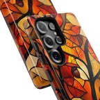 Faux Stained Glass Autumn Leaves Phone Case: Fall Mosaic Cover