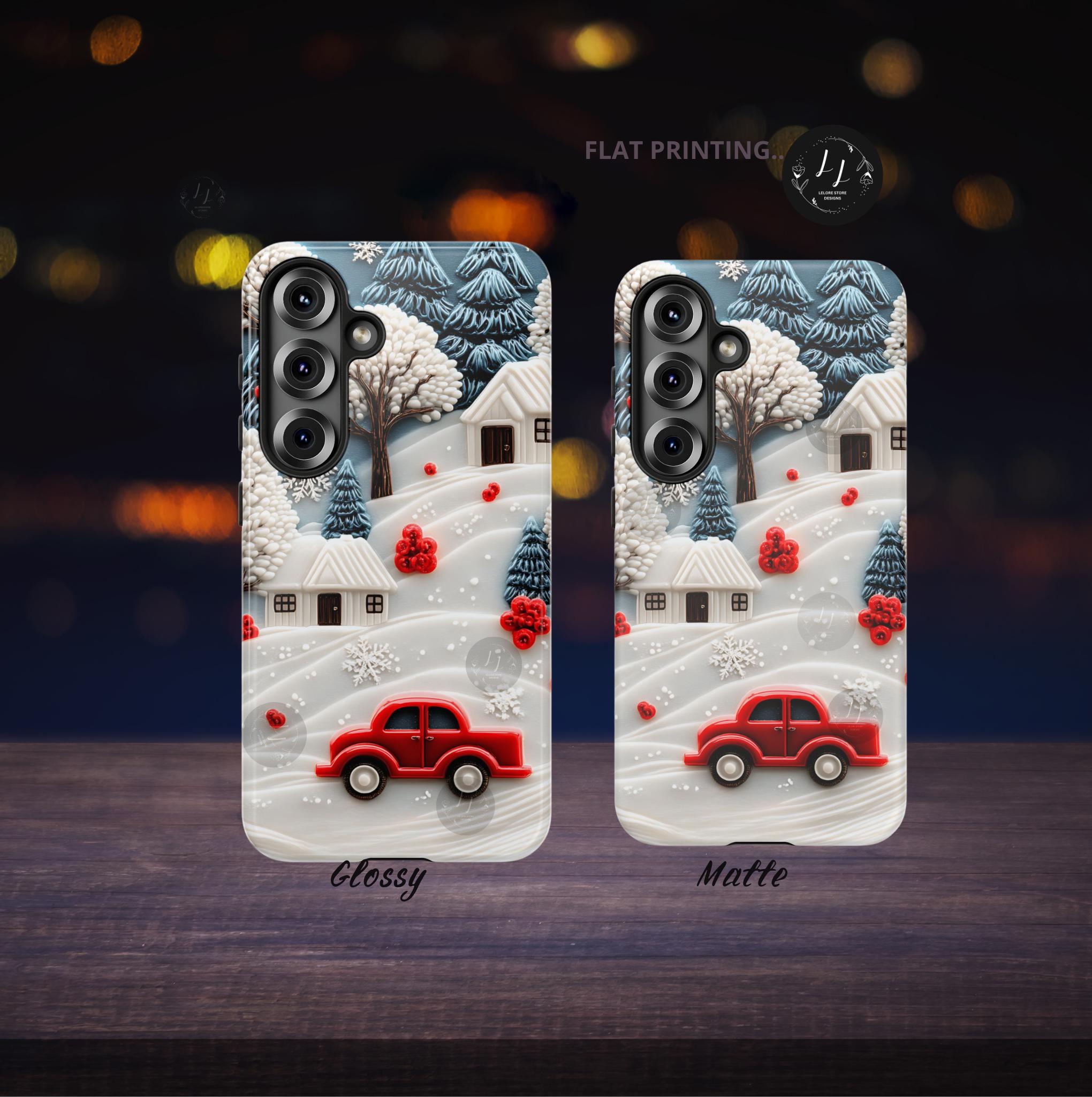 Vintage Red Truck Christmas Phone Case: Snowy Winter Holiday Cover