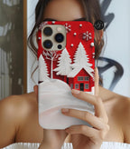 Red Christmas Tree Phone Case: Snowy Holiday Cover