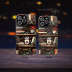 Bookish Christmas Phone Case: Cozy Holiday Bookshelf Design