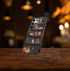 Bookish Pumpkin Fall Phone Case Brown Bookshelf Aesthetic iPhone 16 15 14 Pro Max, Galaxy S25 S24 Ultra, Pixel 9 8 Case  Autumn Gift Idea