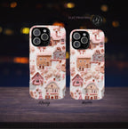 Enchanted Pink Winter Village Phone Case, Festive Holiday Aesthetic, Cozy Christmas Gift, iPhone, Samsung, Pixel Smartphone Case