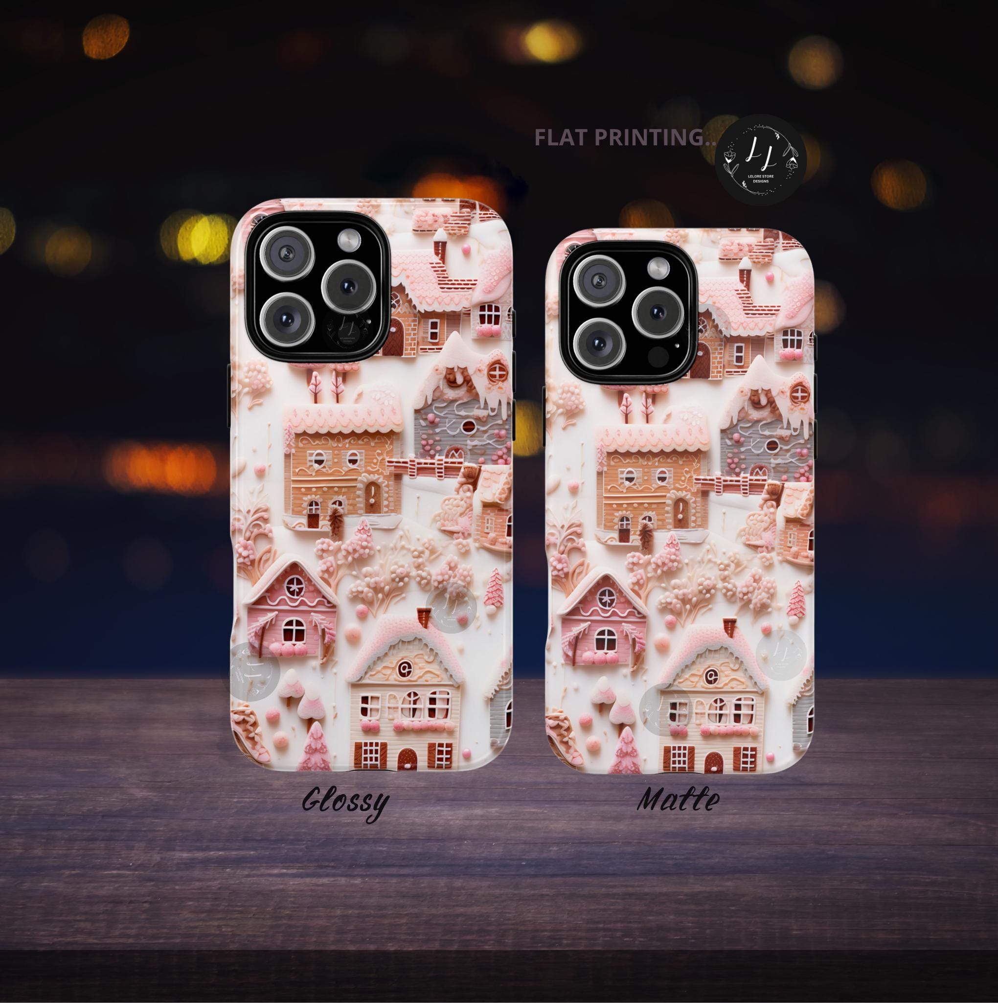 Enchanted Pink Winter Village Phone Case, Festive Holiday Aesthetic, Cozy Christmas Gift, iPhone, Samsung, Pixel Smartphone Case