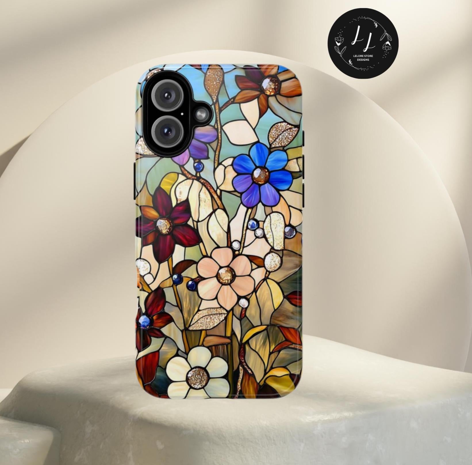 Floral Faux Stained Glass Phone Case: Wildflower Mosaic