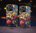 Faux Stained Glass Wildflower Phone Case: Boho Mosaic Floral Design