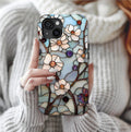 Floral Faux Stained Glass Phone Case: Romantic Wildflowers