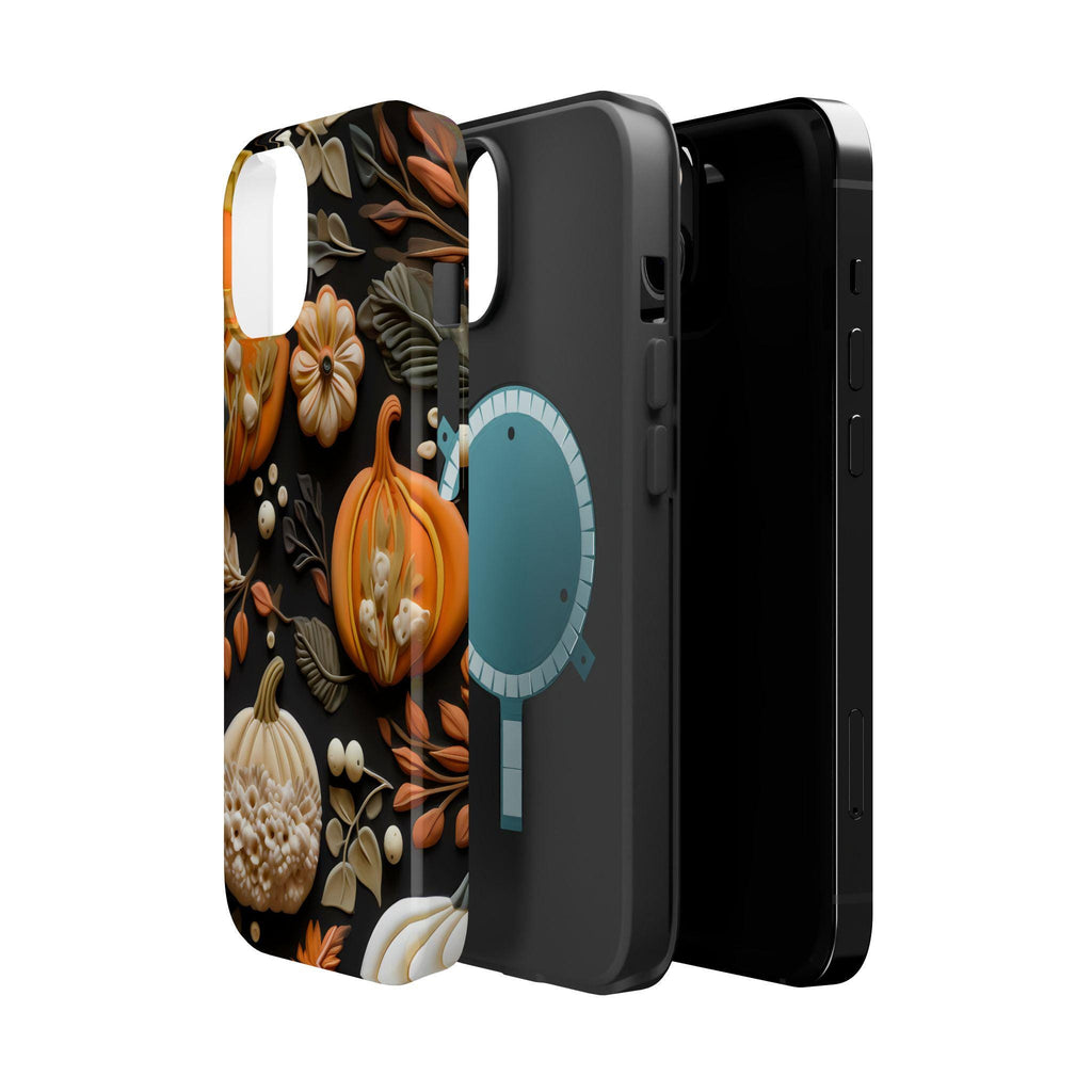 Pumpkin Magsafe Phone Case  Autumn Aesthetic Faux Fall Design, Durable Magnetic iPhone Cover,  Seasonal Gift for Her & Him