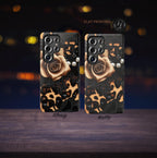 Bling Glam Leopard Print Phone Case: Black & Brown Tones  iPhone , Samsung Pixel Women gift