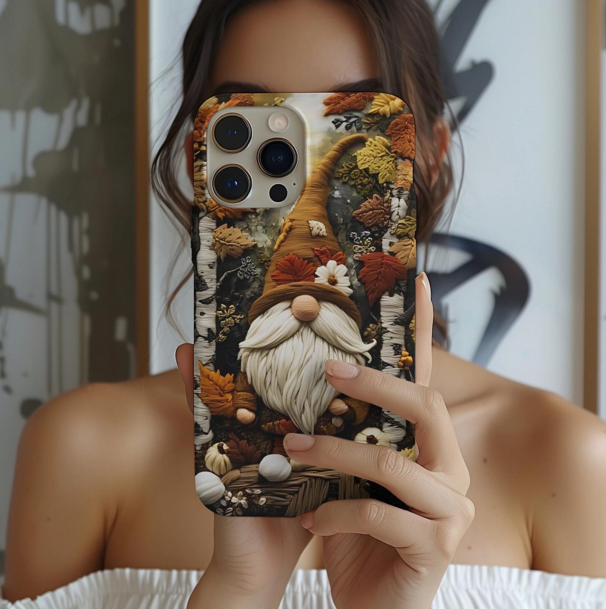 Faux Embroidery Gnome Phone Case: Cottagecore Fall Pumpkins Autumn iPhone  galaxy pixel