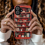 Bookish Christmas Phone Case: Holiday Library Bookshelf Design Book Lovers Gift, iPhone Galaxy, Pixel