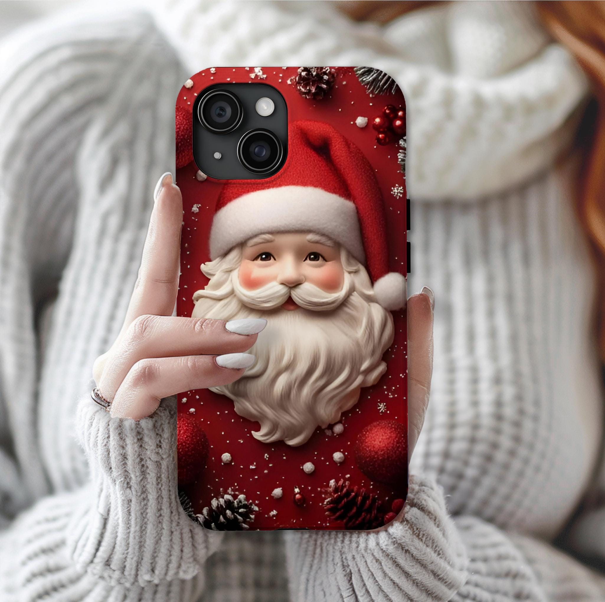 Red Santa Claus Christmas Phone Case:  Festive Holiday Cover  Xmas Gift iPhone, Galaxy, Pixel