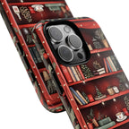 Bookish Christmas Phone Case: Holiday Library Bookshelf Design Book Lovers Gift, iPhone Galaxy, Pixel