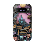 Dark Academia Bookshelf Phone Case: Bookish Gothic Library, Skulls & Florals iPhone Galaxy Pixel