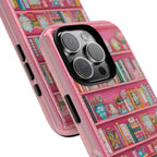Pink Floral Bookshelf Phone Case: Book Lover Gift  Bookish Flower  iPhone Galaxy, Pixel